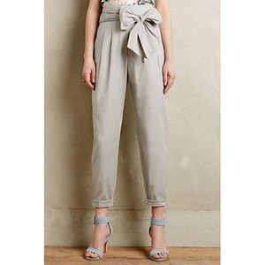 Anthropologie Gray Ankle Pants with Bow Detail
